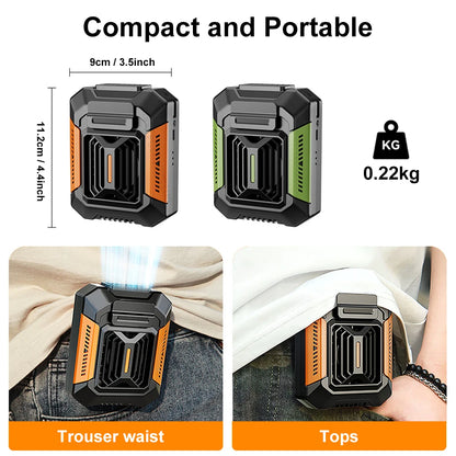 Portable Waist Fan with 4000mAh Power Bank and LED Lighting