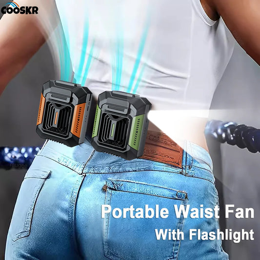 Portable Waist Fan with 4000mAh Power Bank and LED Lighting